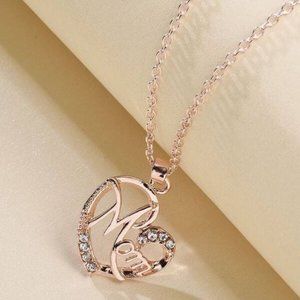 Mom Heart Letter Charm Necklace New